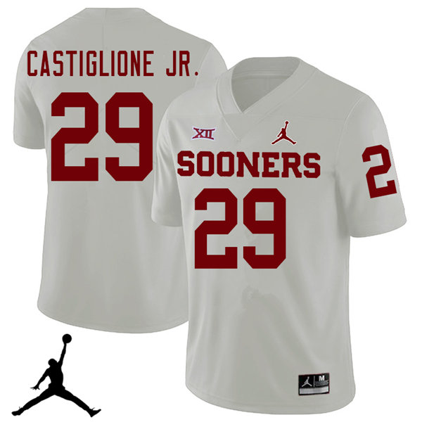 Jordan Brand Men #29 Joe Castiglione Jr. Oklahoma Sooners 2018 College Football Jerseys Sale-White - Click Image to Close